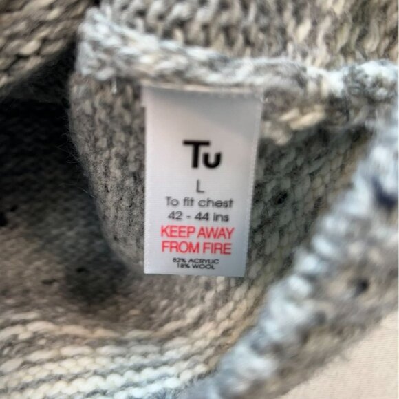 Tu Premium Clothing Mens Norwegian Pullover Sweater Large Gray Nordic Classic - Picture 3 of 11